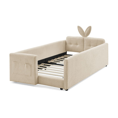 Cute Rabbit Ear Platform Bed and Safety Rail