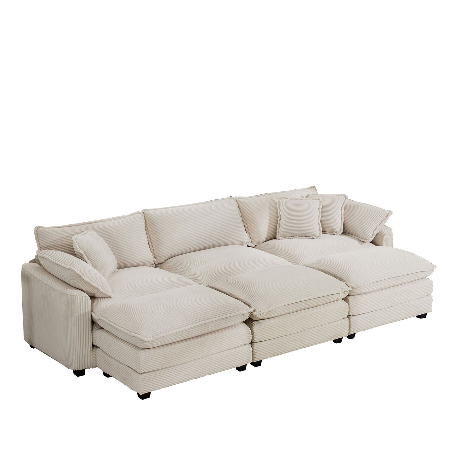 Modular cushion sofa with ottoman, beige upholstery, deep seating; 2-piece set HouseOfZazla on Tampa Home & Garden Store