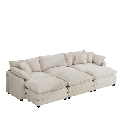 Modular cushion sofa with ottoman, beige upholstery, deep seating; 2-piece set HouseOfZazla on Tampa Home & Garden Store