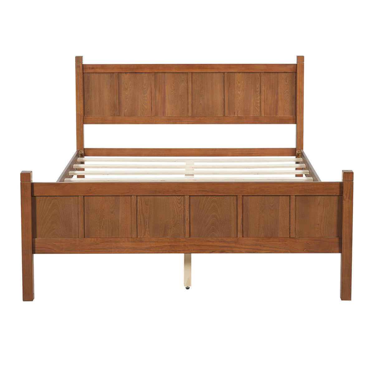 Queen size flat panel bed with headboard and footboard in brown wood finish HouseOfZazla on Tampa Home & Garden Store