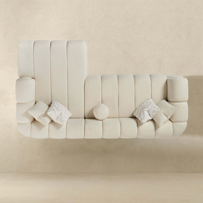Beatrice ivory modern tufted right sectional sofa by HouseOfZazla with plush cushions on Tampa Home & Garden Store