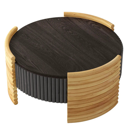 Modern Striped Coffee Table With Flip Top Storage