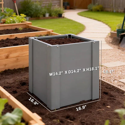 Balcony planter bed by HouseOfZazla, outdoor planter box gray metal 14.2x14.2x18.1 in on Tampa Home & Garden Store