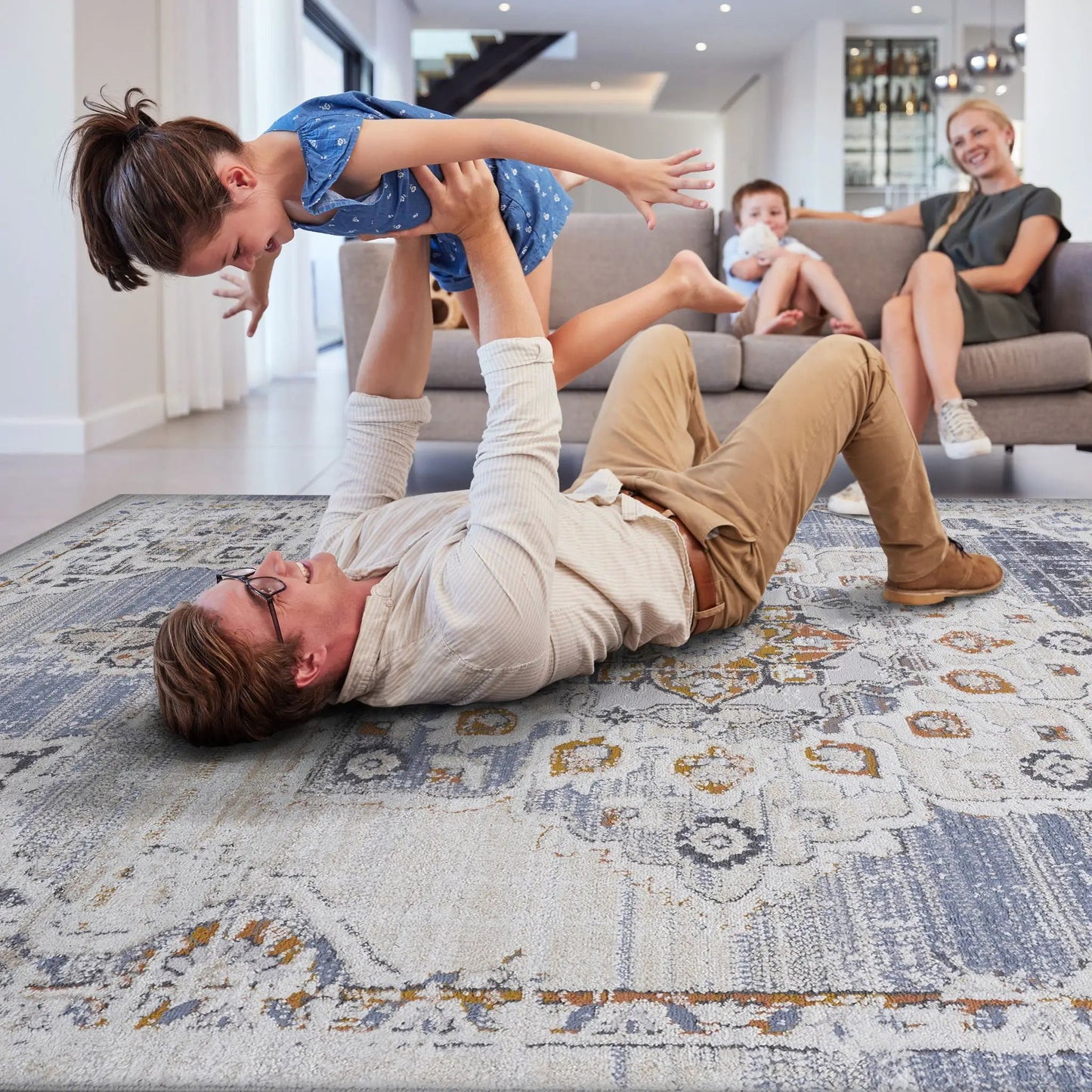 Payas Medallion Area Rug Neutral Tones Home Decor