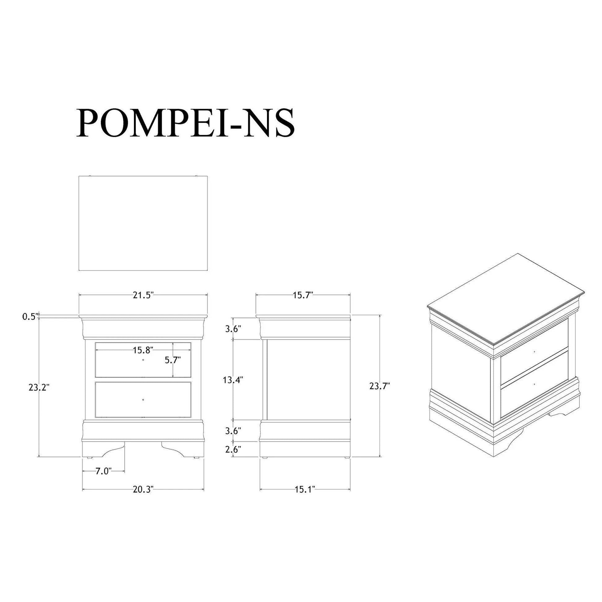 Shaker Crocodile Metallic Nightstand blueprint with front and isometric views Unique Piece on Tampa Home & Garden Store