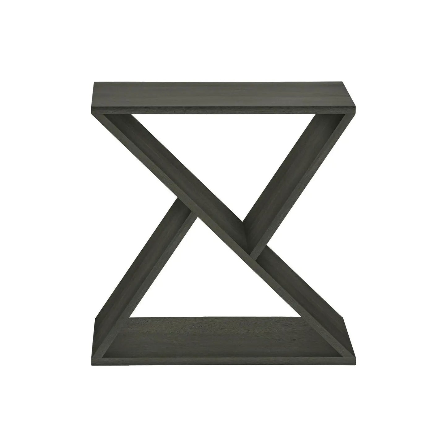 Accent Side Table by Unique Piece Furniture, dark wood finish with crisscross X-frame legs on Tampa Home & Garden Store