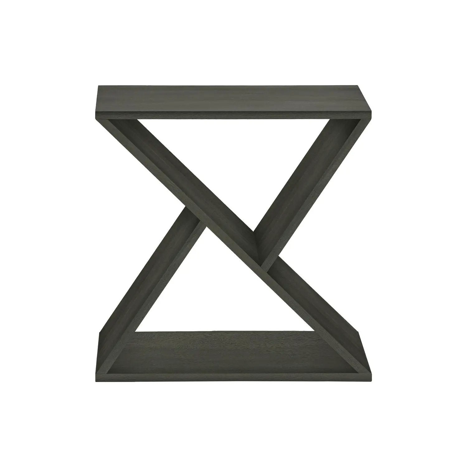 Accent Side Table by Unique Piece Furniture, dark wood finish with crisscross X-frame legs on Tampa Home & Garden Store