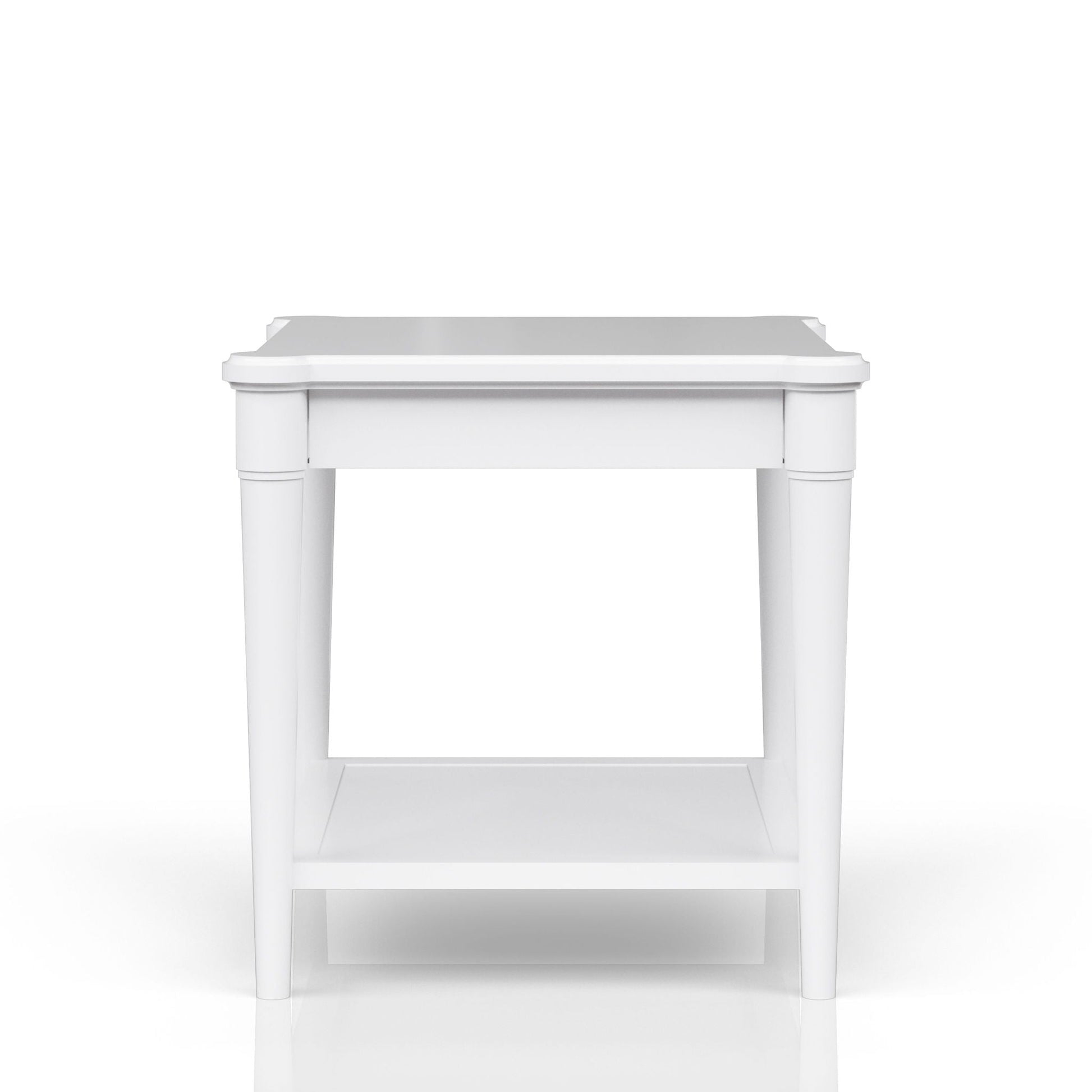 End Table With Storage Drawer, white finish with lower shelf and turned legs on Tampa Home & Garden Store
