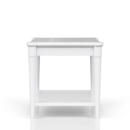 End Table With Storage Drawer, white finish with lower shelf and turned legs on Tampa Home & Garden Store