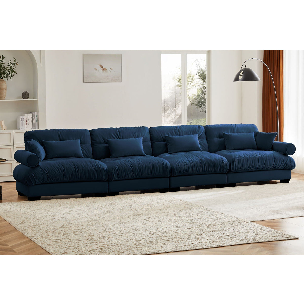 Super Comfort Oversized Modular Sectional Sofa deep blue L-shaped couch HouseOfZazla on Tampa Home & Garden Store