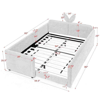 Cute Rabbit Ear Platform Bed and Safety Rail