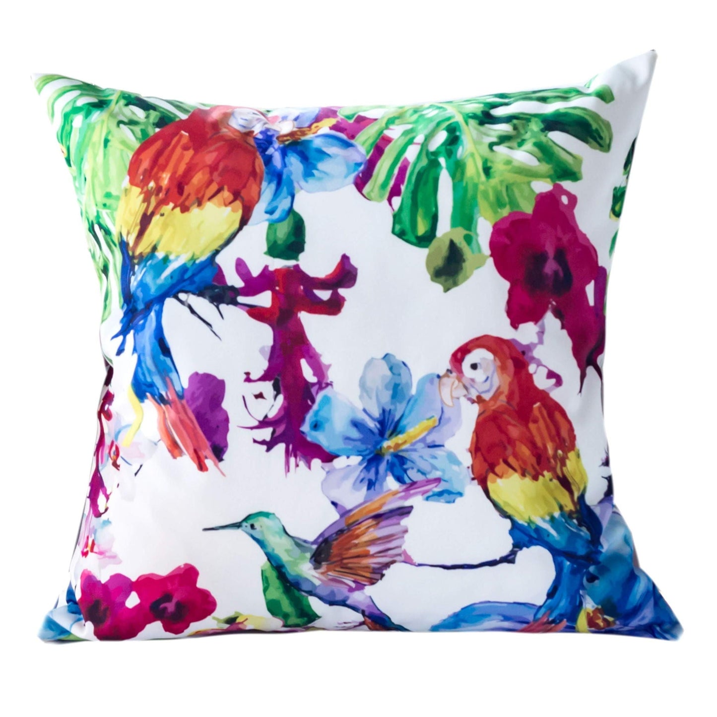 Multicolor Tropical Parrot and Solarium Pillow