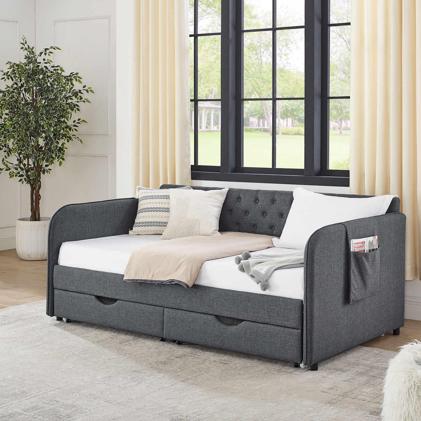 Modern Daybed with Trundle and Storage Drawers