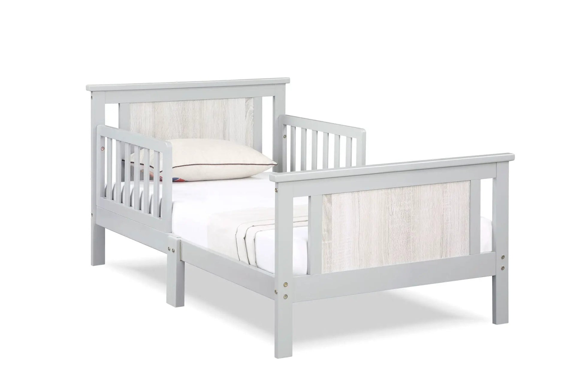 Connelly Reversible Panel Toddler Bed gray wood frame with wood accents Unique Piece Furniture on Tampa Home & Garden Store