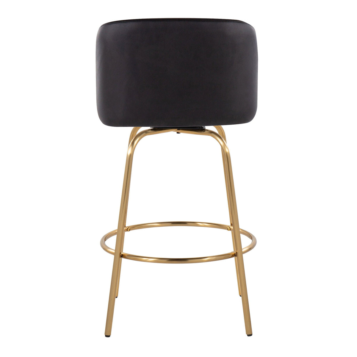 Toriano Counter Stool by HouseOfZazla set of 2, black faux leather, gold legs on Tampa Home & Garden Store