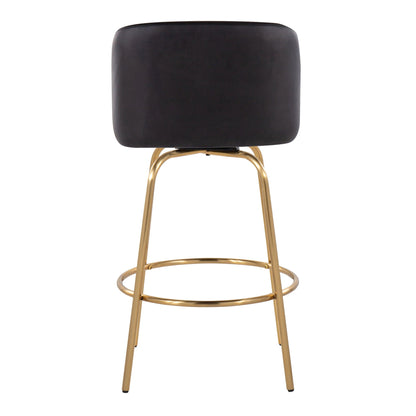 Toriano Counter Stool by HouseOfZazla set of 2, black faux leather, gold legs on Tampa Home & Garden Store