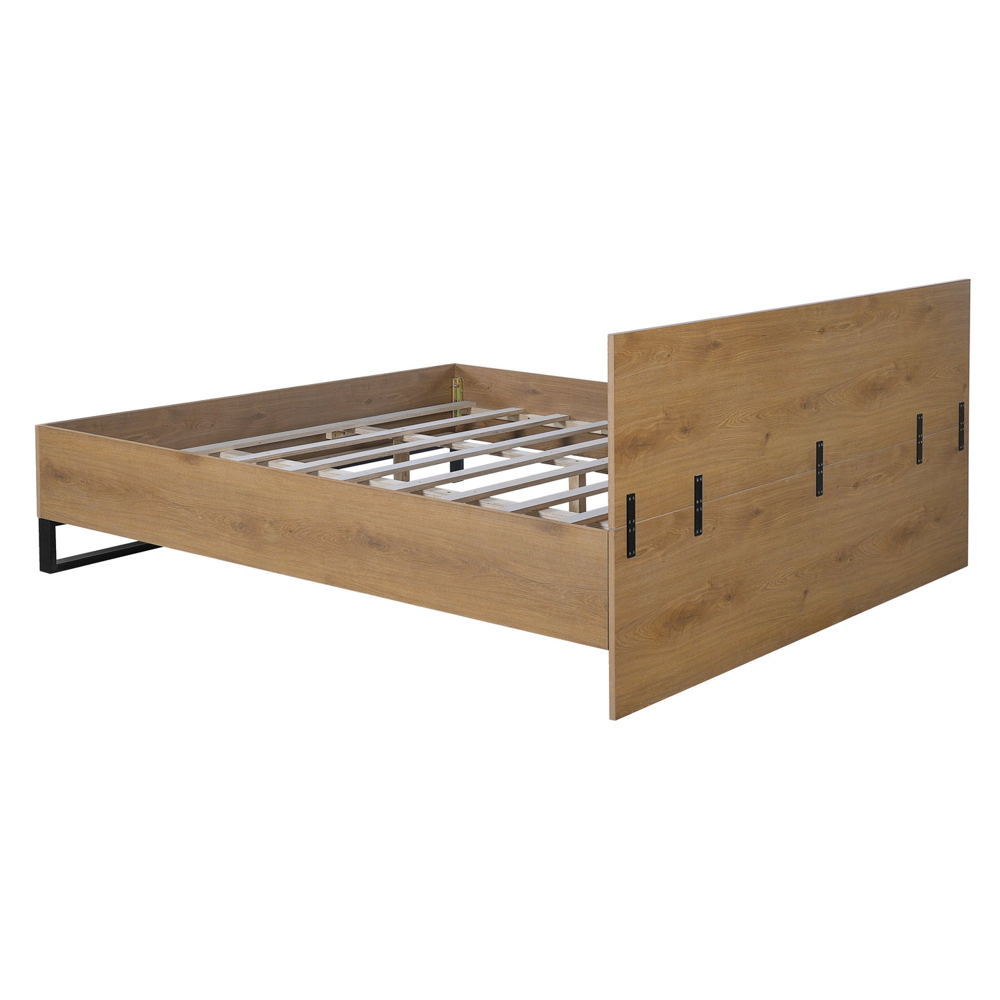 Modern Black and Engineered Wood King Bed Frame