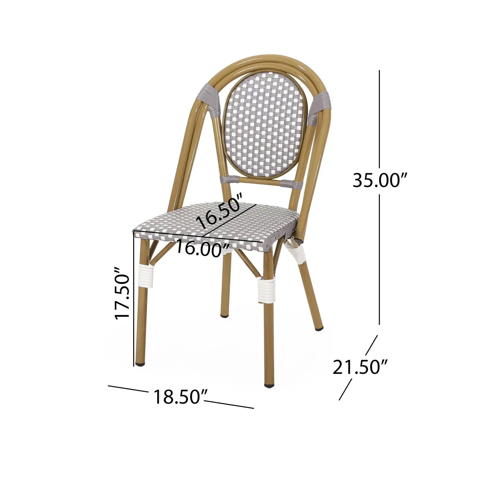 Outdoor French Bistro Chair Set tan rattan frame with gray woven seat by HouseOfZazla on Tampa Home & Garden Store