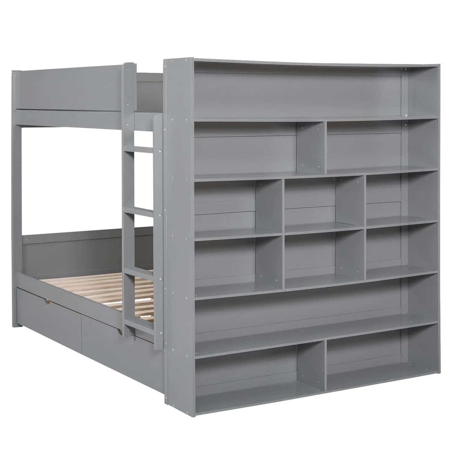 Bunk Bed with 2 drawers and multi-layer cabinet in gray by Unique Piece Furniture on Tampa Home & Garden Store