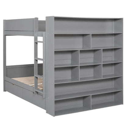 Bunk Bed with 2 drawers and multi-layer cabinet in gray by Unique Piece Furniture on Tampa Home & Garden Store