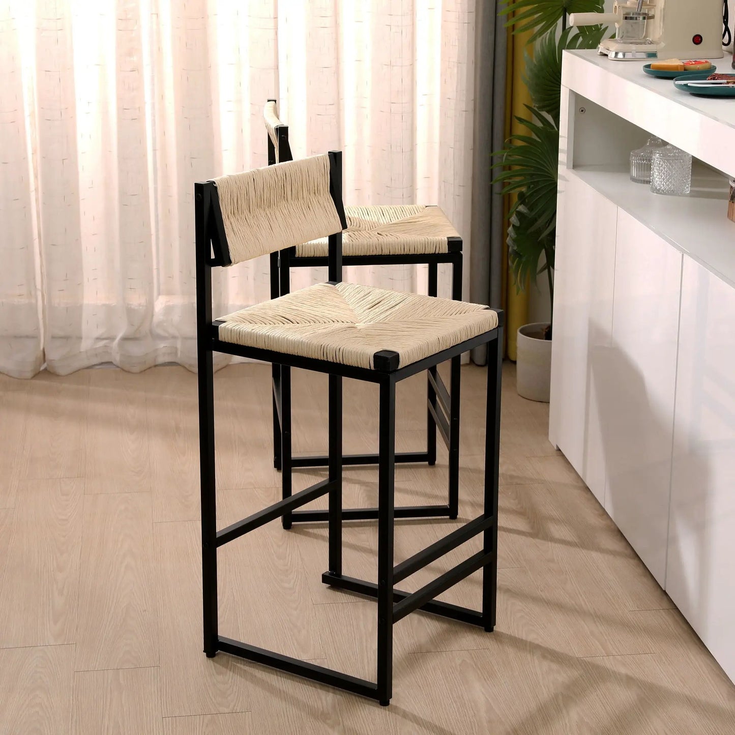 Bar Stools Paper Rope Weave Dining Chairs