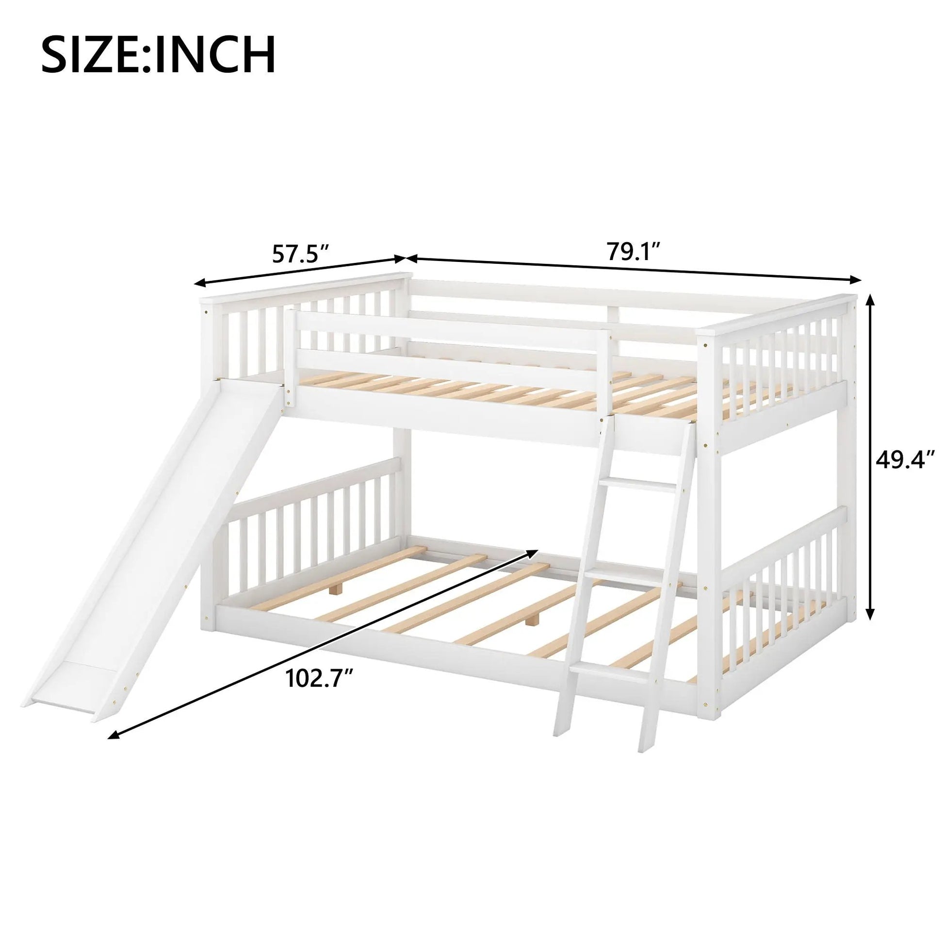 Bunk Bed with Convertible Slide and Ladder, white wooden frame by Unique Piece Furniture on Tampa Home & Garden Store