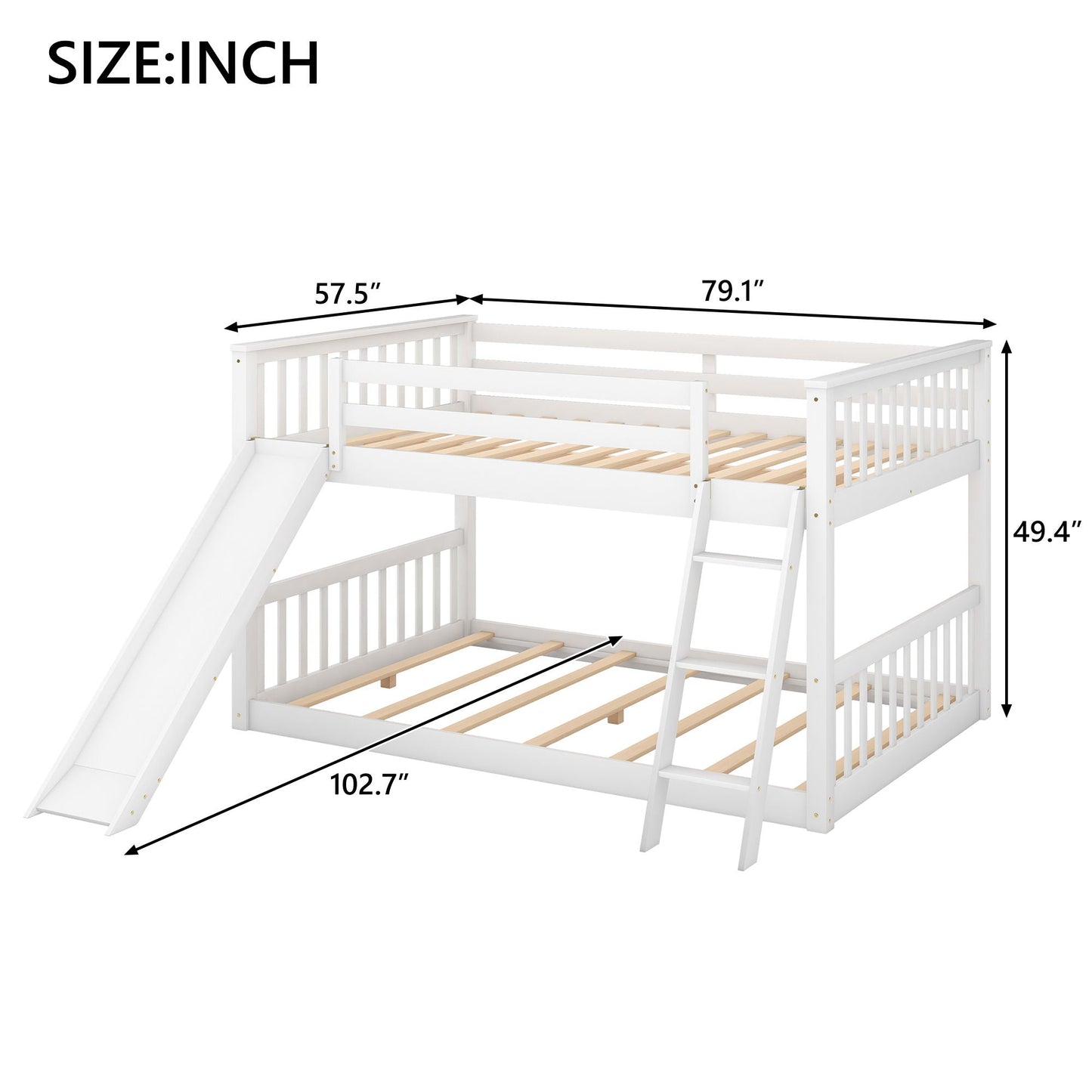 Bunk Bed & Convertible Slide And Ladder white wooden frame by HouseOfZazla on Tampa Home & Garden Store