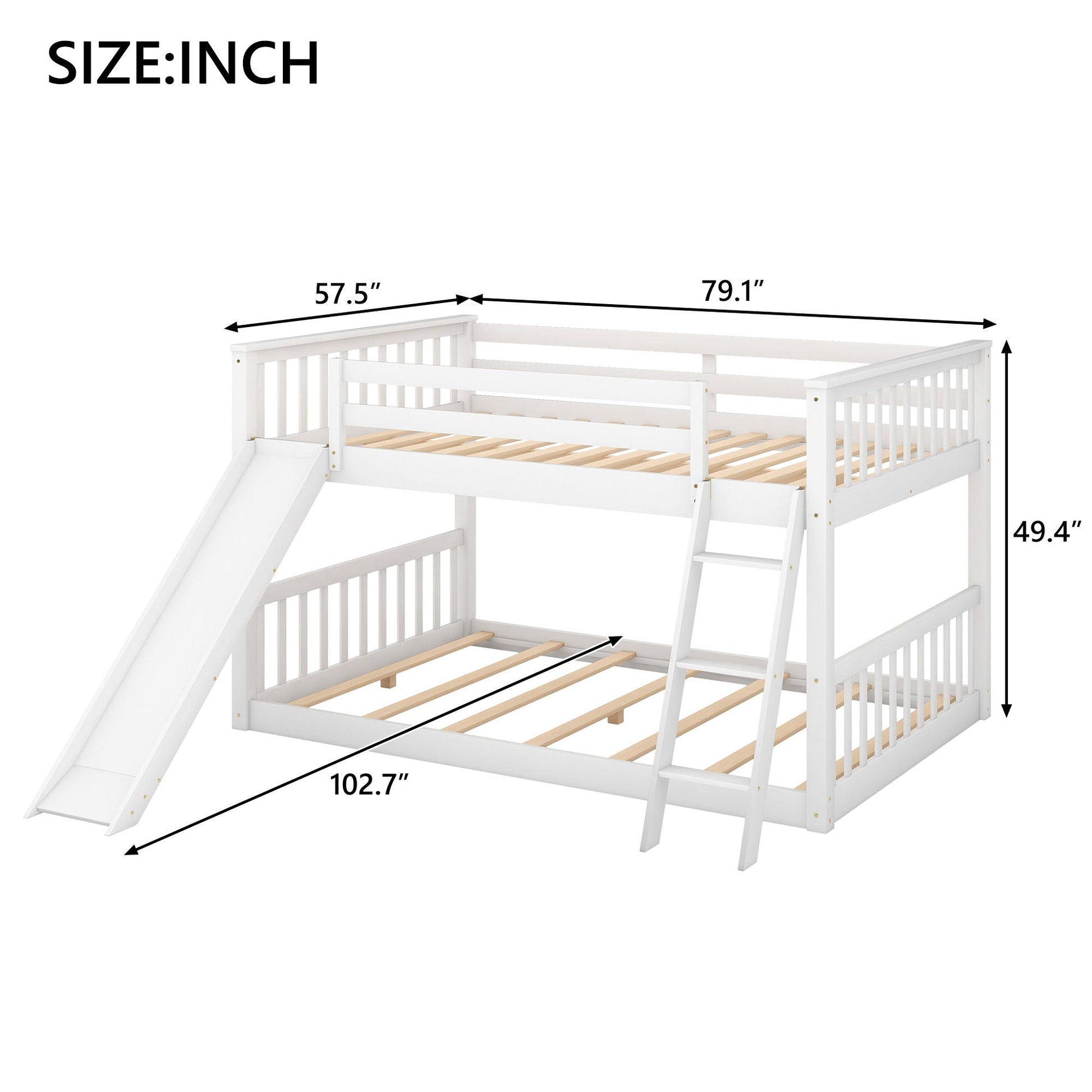 Bunk Bed & Convertible Slide And Ladder white wooden frame by HouseOfZazla on Tampa Home & Garden Store