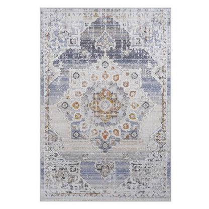Payas Medallion Rug, distressed gray-blue ivory area rug by Unique Piece Furniture on Tampa Home & Garden Store