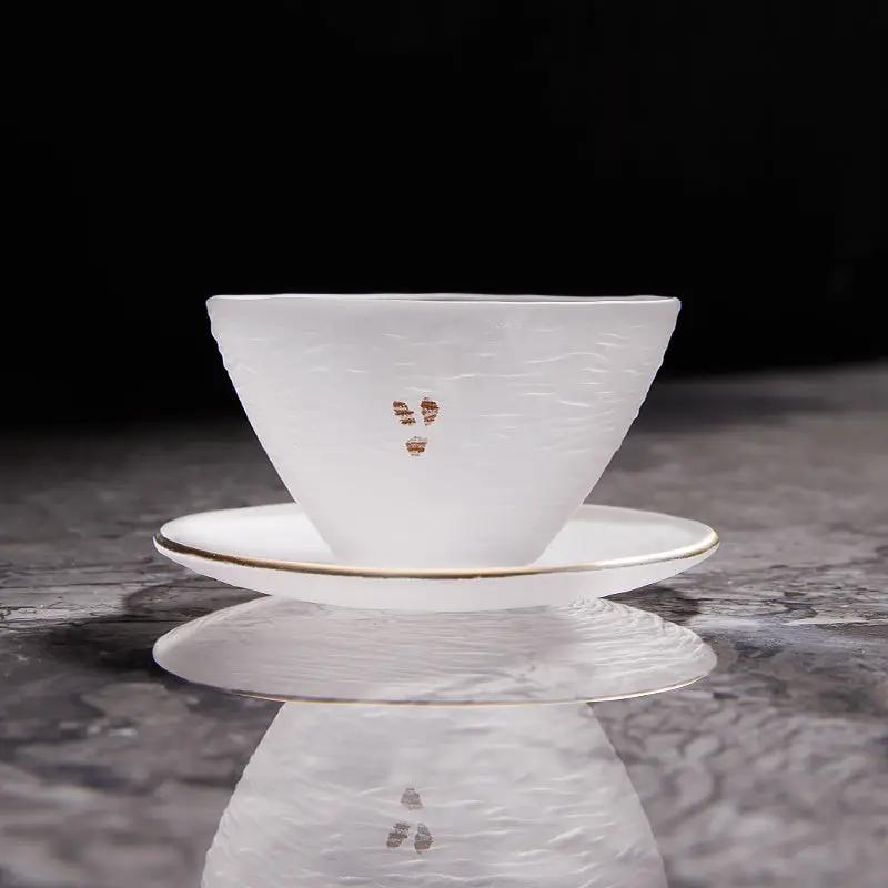 Wood grain ceramic living room vase with white finish and gold-rimmed saucer plate on Tampa Home & Garden Store