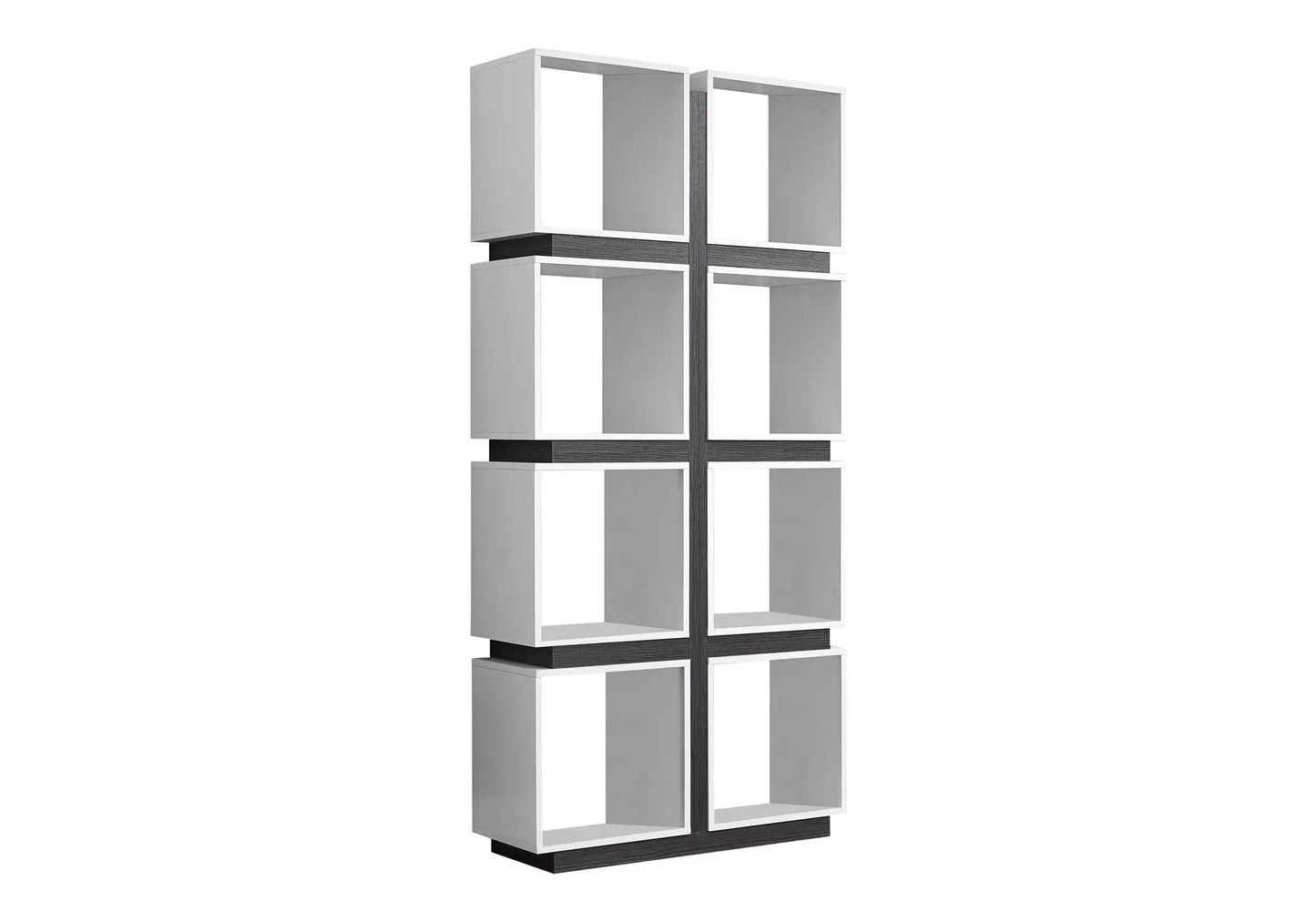 5-tier white etagere bookshelf with open cube shelves and dark rails Unique Piece Furniture on Tampa Home & Garden Store