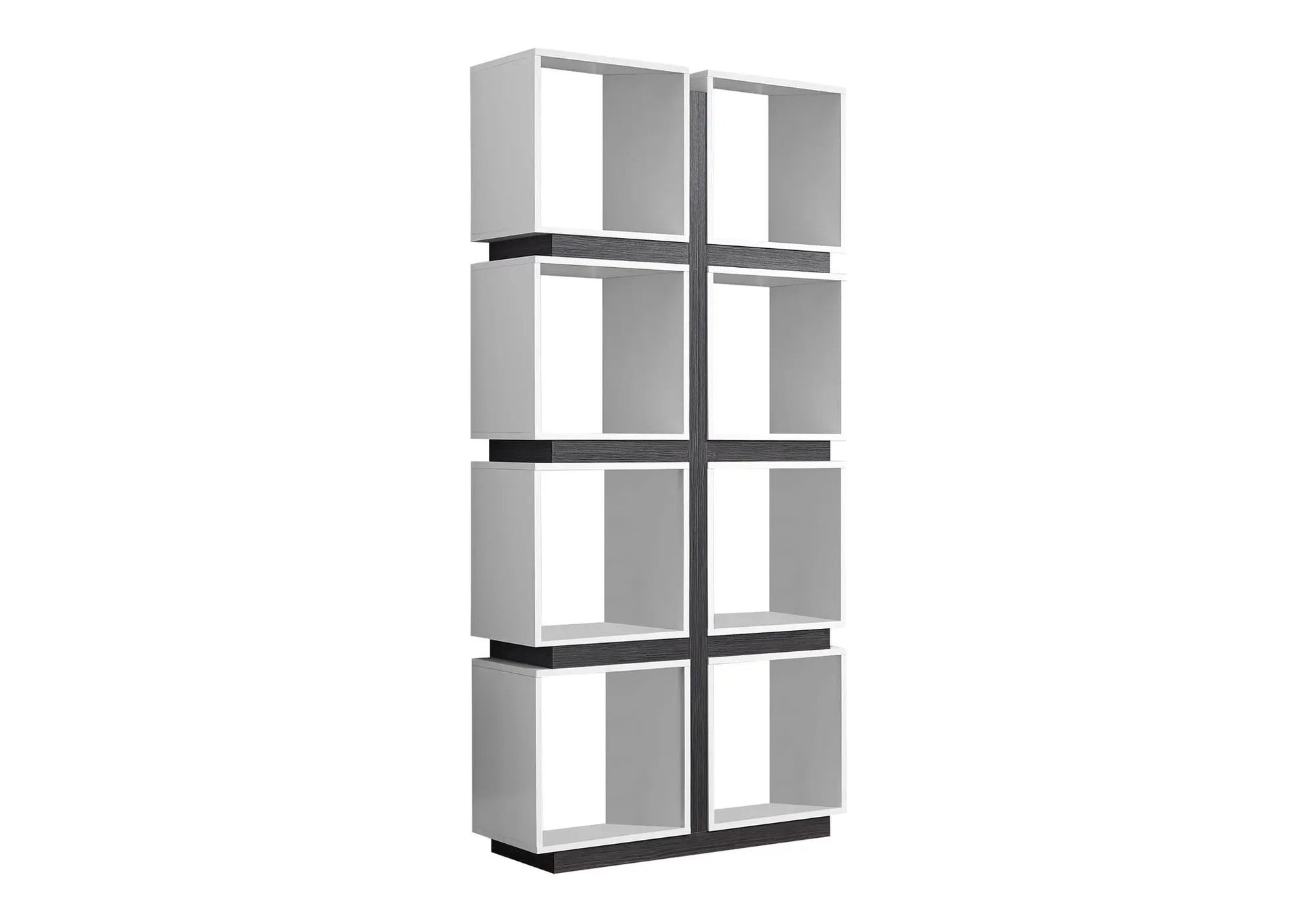 5-tier white etagere bookshelf with open cube shelves and dark rails Unique Piece Furniture on Tampa Home & Garden Store