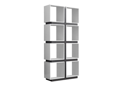 5-tier white etagere bookshelf with open cube shelves and dark rails Unique Piece Furniture on Tampa Home & Garden Store