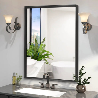 Rectangular Bathroom Mirror with Metal Frame