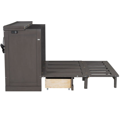 Murphy bed chest cube cabinet in solid pine with charging station and large storage drawer on Tampa Home & Garden Store