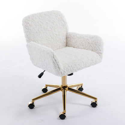 Office Chair with Rabbit Hair and Metal Base