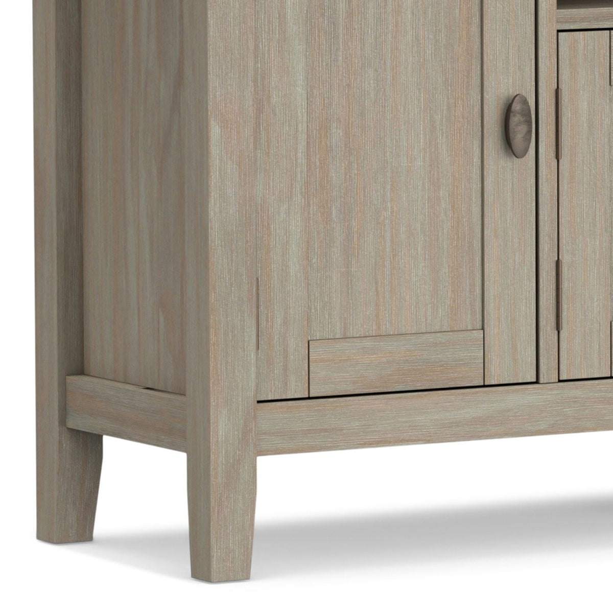 Handcrafted Media Stand and Adjustable Shelves TV stand in light oak wood with panel doors on Tampa Home & Garden Store