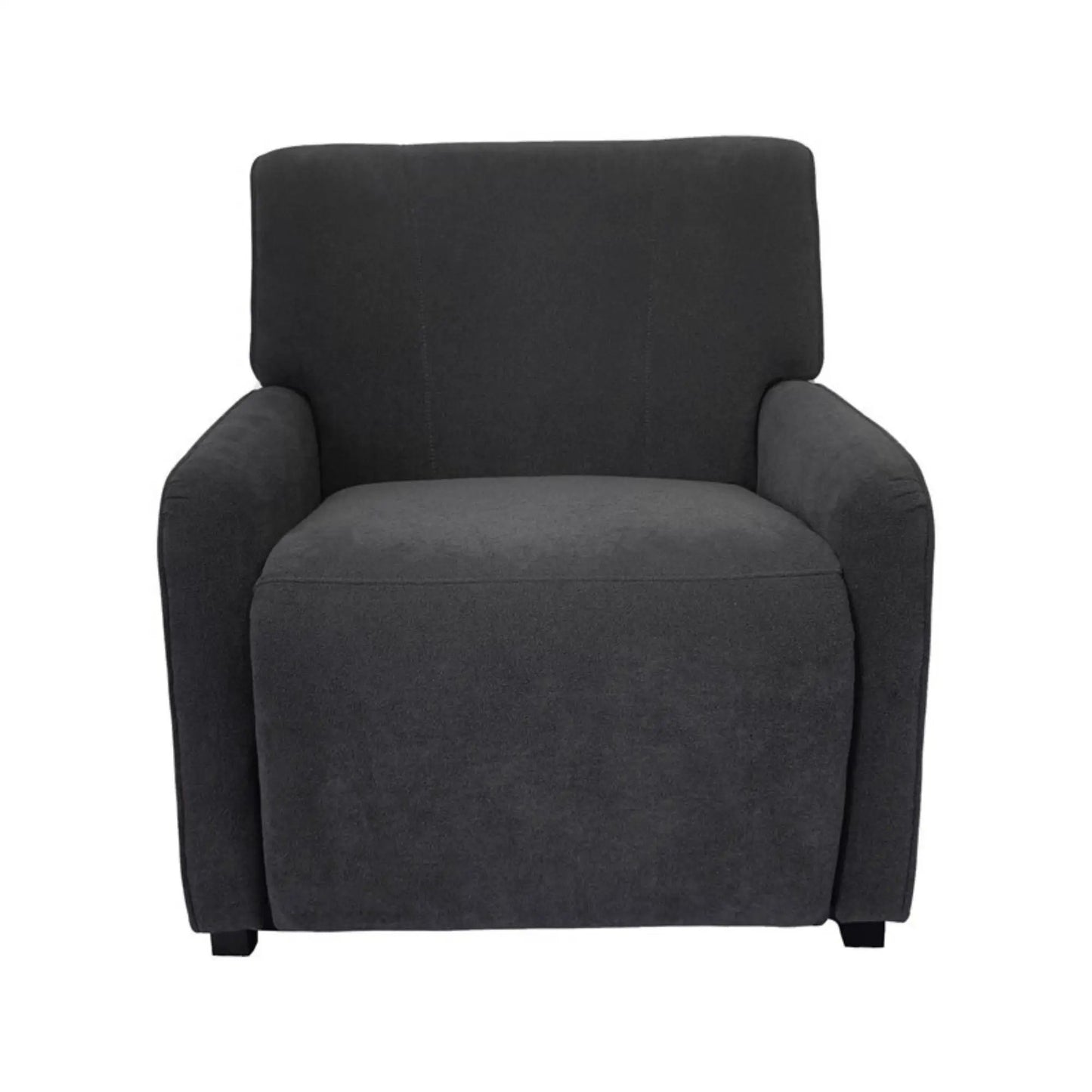 Gray recliner chair with plush cushions, wide armrests, tall back on Tampa Home & Garden Store