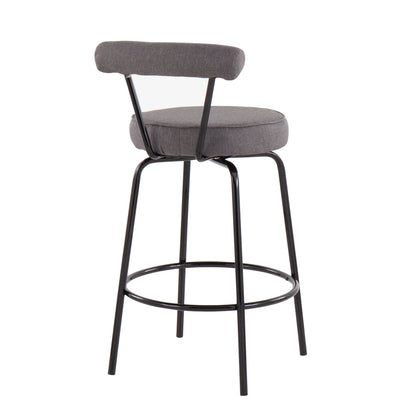Counter stools set of 2 with dark gray fabric upholstery and black metal legs HouseOfZazla on Tampa Home & Garden Store