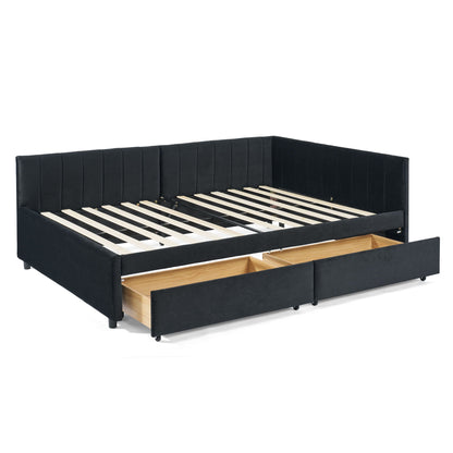 Upholstered Tufted Daybed Frame with Storage