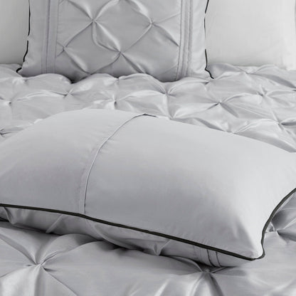 7 Piece Tufted Grey King Comforter and Decor