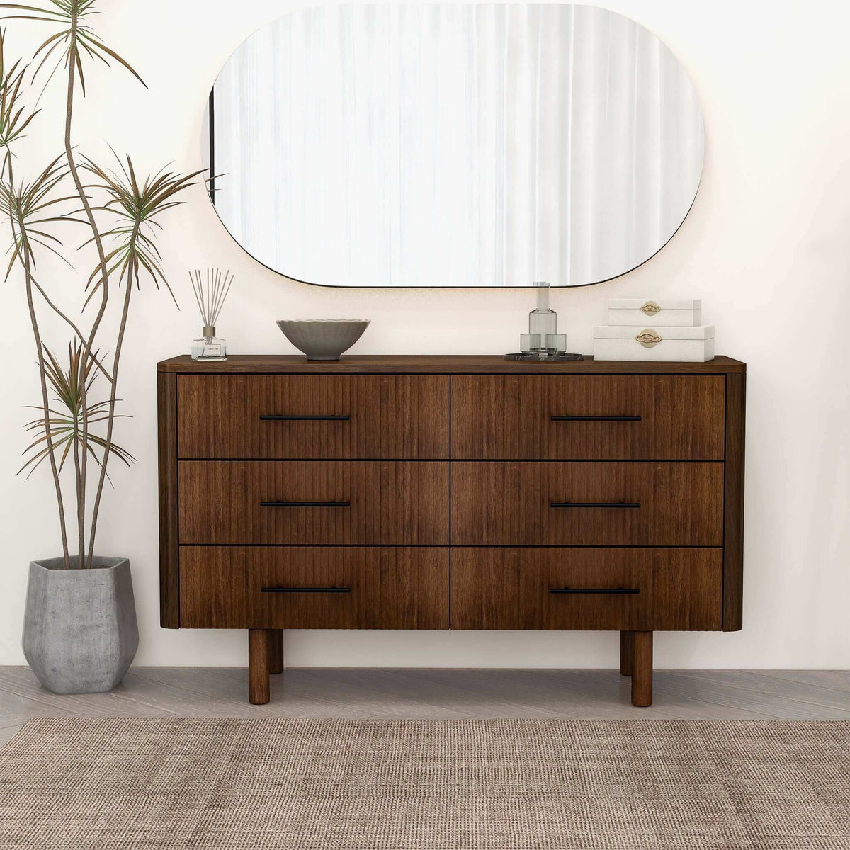 Brown 6-Drawer Dresser, walnut finish, solid wood by HouseOfZazla on Tampa Home & Garden Store