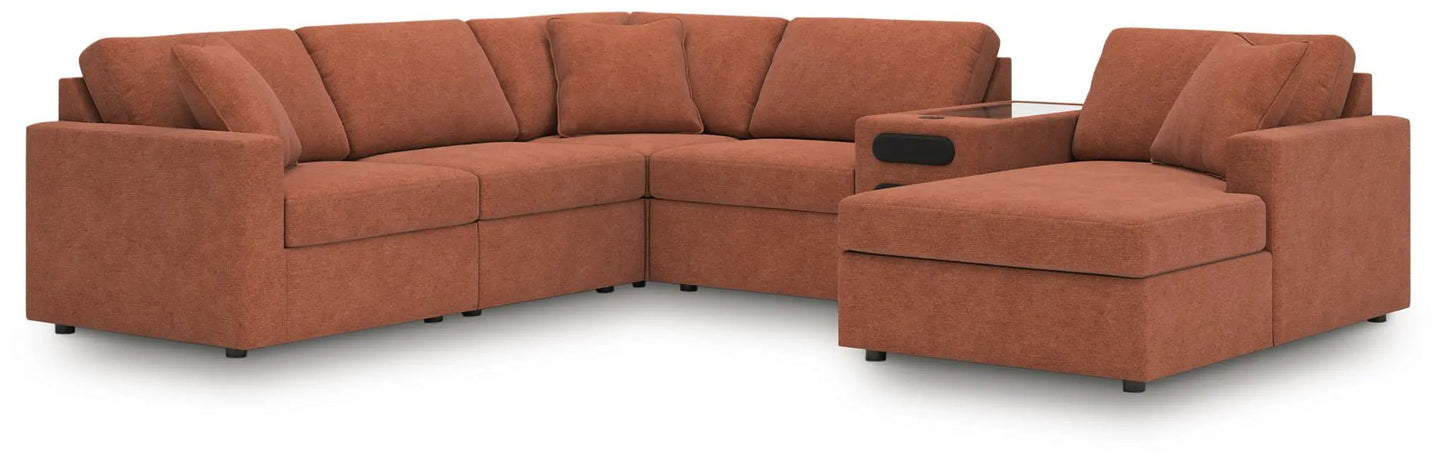 Modmax Spice sectional in burnt orange fabric with chaise by Unique Piece Furniture on Tampa Home & Garden Store