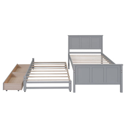 Platform bed with gray finish featuring built-in trundle and drawers by HouseOfZazla on Tampa Home & Garden Store