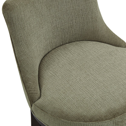 Bar height barstool with backrest in green textured fabric and dark wood legs 28-30 in high on Tampa Home & Garden Store