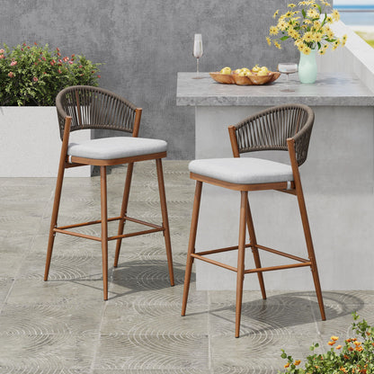 Outdoor Bar Stools With Scallop Cushion And Frame