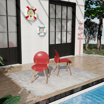 4 piece outdoor chair set with red polypropylene seats and oak legs on Tampa Home & Garden Store