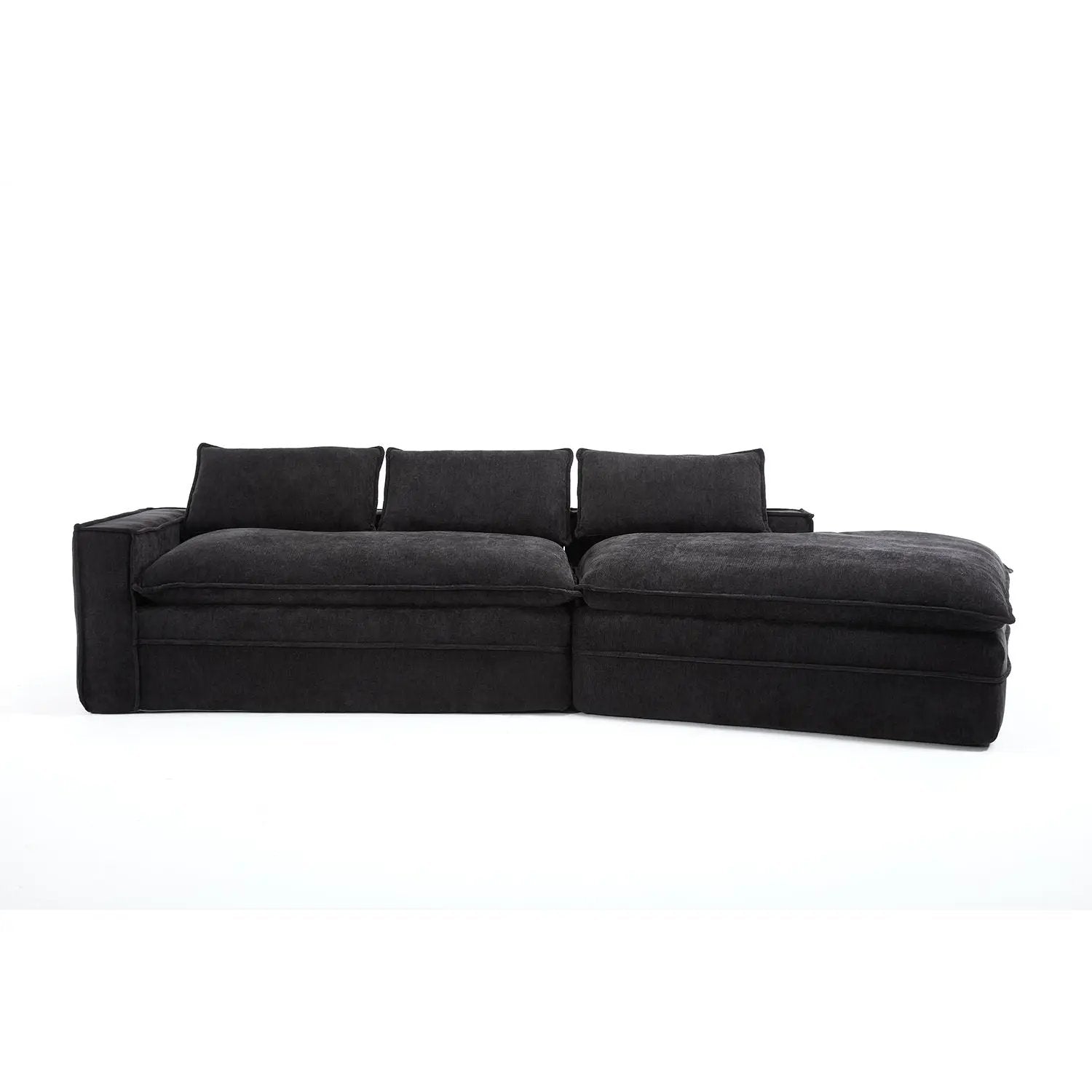 Modular sectional sofa with deep seats and right-facing chaise in charcoal fabric on Tampa Home & Garden Store
