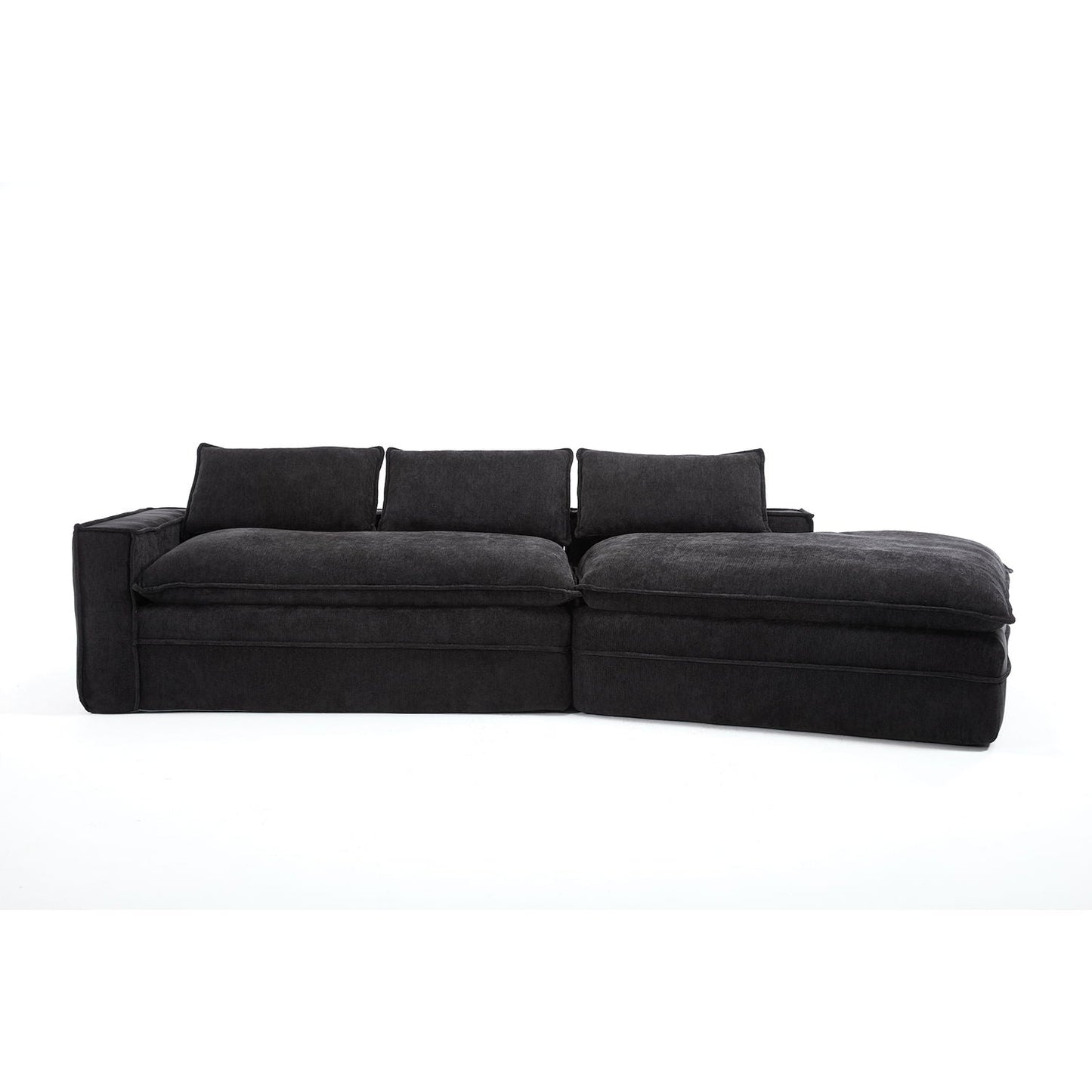 HouseOfZazla sectional sofa in dark charcoal fabric with deep seats and right-facing chaise on Tampa Home & Garden Store