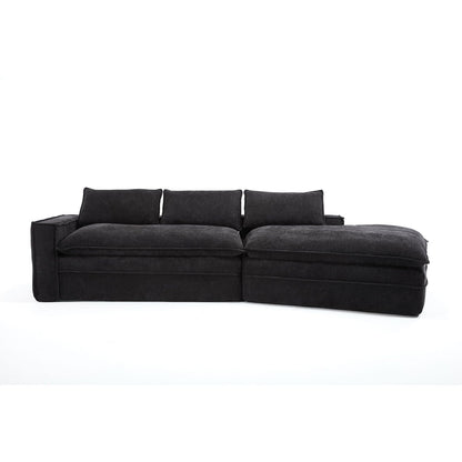 HouseOfZazla sectional sofa in dark charcoal fabric with deep seats and right-facing chaise on Tampa Home & Garden Store